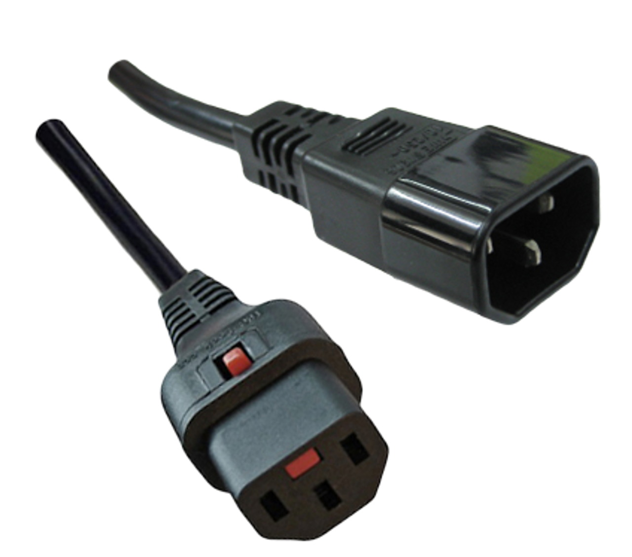 IEC Lock Extension Power Cable 10A Locking IEC C13 to C14 2.0m Black