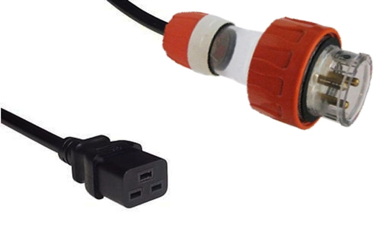 Powerfirm Input Power Cable 15A IEC C19 to 20A Clipsal 56P320 Round Pin Plug 3.0m