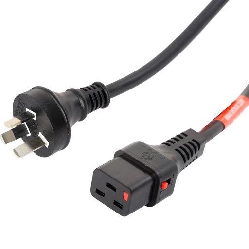 IEC Lock Input Power Cable 15A Locking IEC C19 to Australian Plug 2.0m Black